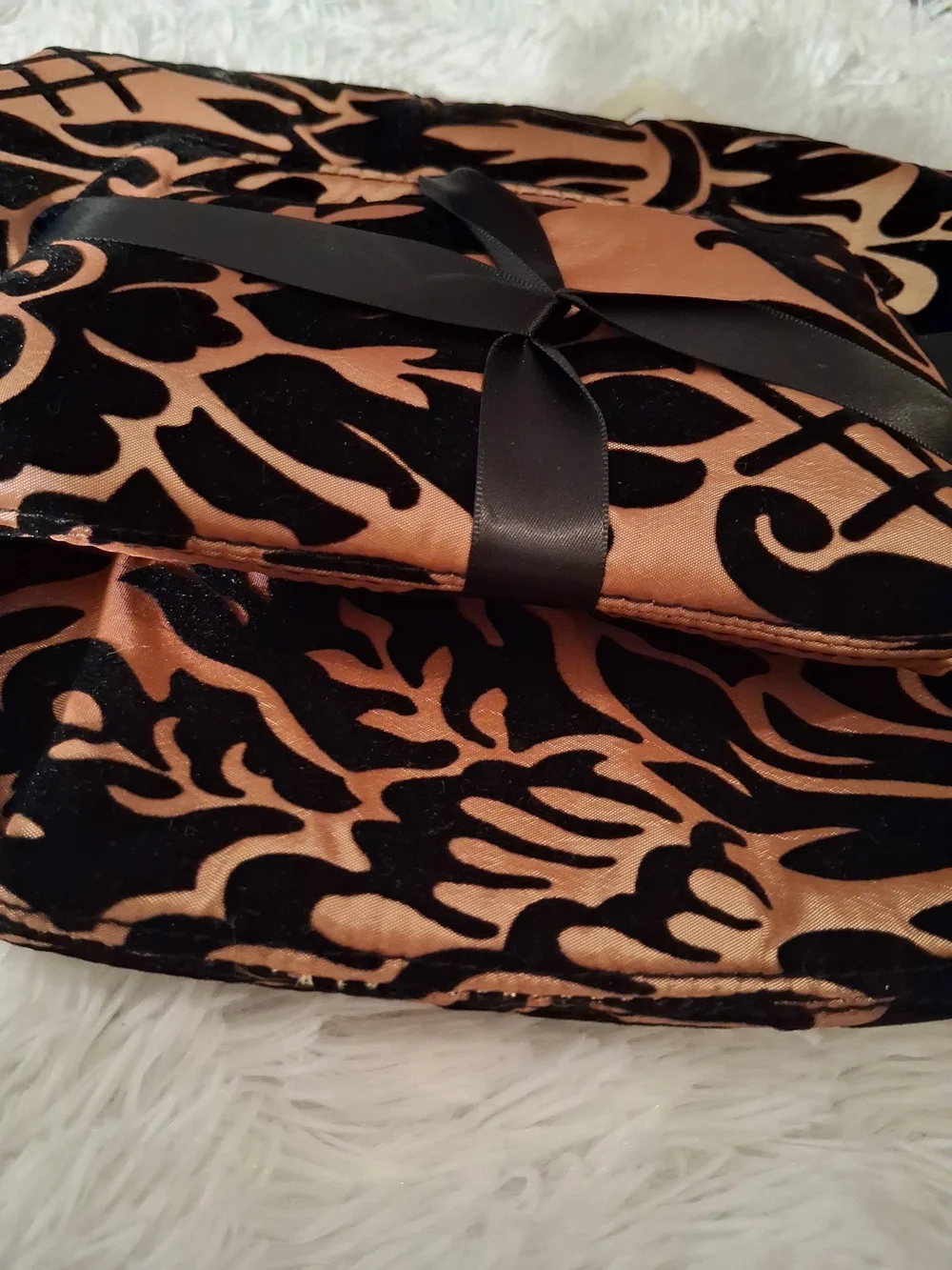 Black Velvet Ribbon 2 Pc Make Up Bag- Gold and Black NWT